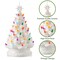 Casafield Hand Painted Ceramic Christmas Tree, White 15-Inch Pre-Lit Tree with 128 Multi Color Lights and 2 Star Toppers